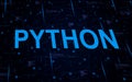 Python programming language on technological background with code elements