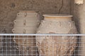 Pythos - great ancient Greek jugs, vessels for storing foods - g Royalty Free Stock Photo