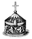 Pyx is a small used in the Catholic church vintage engraving