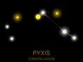 Pyxis constellation. Bright yellow stars in the night sky. A cluster of stars in deep space, the universe. Vector illustration