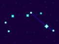 Pyxis constellation in pixel art style. 8-bit stars in the night sky in retro video game style. Cluster of stars and galaxies.