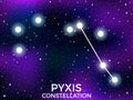 Pyxis constellation. Starry night sky. Cluster of stars and galaxies. Deep space. Vector