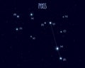 Pyxis constellation, vector illustration with basic stars