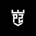 PZ Logo Letter Castle Shape Style