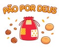 PÃÂ£o por Deus bag cartoon drawing Royalty Free Stock Photo