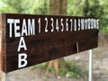 PÃÂ©tanque scoreboard with white numbers.