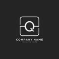 Initial Q logo design vector dark concept with white square element .