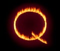 Q Anon deep state conspiracy concept formed from flames