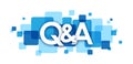 Q&A blue overlapping squares banner