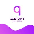 Q company logo design with purple theme vector Royalty Free Stock Photo