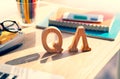 Q & A concepts with mock up letter on desk table Royalty Free Stock Photo