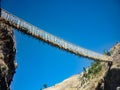Q`eswachaca, a grass bridge, hanging over the Apurimac river, Quehue, Cusco, Peru Royalty Free Stock Photo