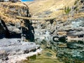 Q`eswachaca, a grass bridge, hanging over the Apurimac river, Quehue, Cusco, Peru Royalty Free Stock Photo