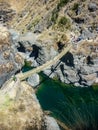 Q`eswachaca, a grass bridge, hanging over the Apurimac river, Quehue, Cusco, Peru Royalty Free Stock Photo