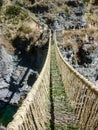 Q`eswachaca, a grass bridge, hanging over the Apurimac river, Quehue, Cusco, Peru Royalty Free Stock Photo