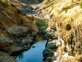 Q`eswachaca, a traditional grass bridge, hanging over the Apurimac river, Quehue, Cusco, Peru Royalty Free Stock Photo