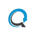 Q Letter Circle Arrow Simple Business Logo Icon