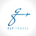 Q letter fly travel company logo Royalty Free Stock Photo