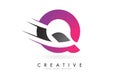Q Letter Logo with Pink and Grey Colorblock Design and Creative Cut