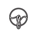 Q letter script circle logo design vector