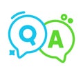 Q and A Linear Speech Bubbles, Green and Blue Outline Balloons, Question and Answer Concept. Uppercase Letters, FAQ, Royalty Free Stock Photo