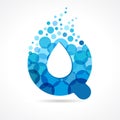 Q logo blue coloured bubbles and drops