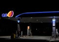 Q8 petrol station at night