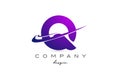 Q purple alphabet letter logo with double swoosh. Corporate creative template design for business and company Royalty Free Stock Photo