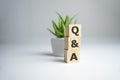 Q A or Questions and answers on black block with sunshine background Royalty Free Stock Photo