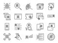 QA and Bug fix icon set. Included icons as bug report, computer virus, spyware, quarantine, quality assurance, Test Case and more. Royalty Free Stock Photo