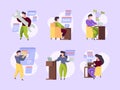 Qa. Characters testing app programmers working vector illustrations Royalty Free Stock Photo