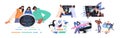 QA engineers concept set. Software testers check errors, testing code. Programmers do review, search and fix bugs, data Royalty Free Stock Photo