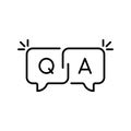 qa icon with black thin line speech bubble