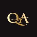 QA Logo design vector. Swoosh letter QA logo design