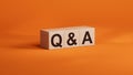 QA Question answer. The wooden cubes form the word QA Question answer. Royalty Free Stock Photo