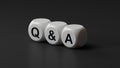 QA Question answer. The wooden dice form the word QA Question answer. QA Question answer is applied in various fields Royalty Free Stock Photo