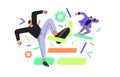 QA software engineers fix bugs in code. People review, break elements in script. Testers testing program, debugging Royalty Free Stock Photo