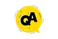 QA yellow speech bubble. Faq questionnaire chat symbol. Question and answer message. Vector