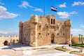 Qaitbay Citadel famous medieval fort built on the place of Lighthouse of Alexandria, Egypt Royalty Free Stock Photo