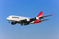 Qantas Airbus A380 in flight. Royalty Free Stock Photo