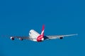 Qantas Airbus A380 jet airliner taking off. Royalty Free Stock Photo