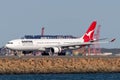 Qantas Airbus A330 large passenger airliner on the runway at Sydney Airport