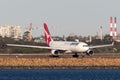 Qantas Airbus A330 large passenger airliner on the tarmac at Sydney Airport