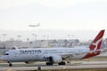 Qantas airplane taxiing on Los Angeles Airport, LAX Royalty Free Stock Photo