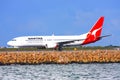 Qantas Boeing 737 on the runway.