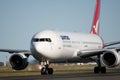 Qantas Boeing 767 on the runway.