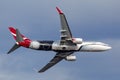 Qantas Boeing 737 aircraft VH-XZJ named Mendoowoorrji wearing a special aboriginal themed livery performing a flypast over Melbour