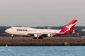 Qantas Boeing 747 jumbo jet commercial airliner landing at Sydney Airport Royalty Free Stock Photo