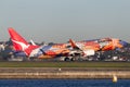 Qantas Boeing 737-800 `Yananyi Dreaming` with its distinctive aboriginal artwork.