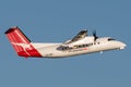 QantasLink Qantas deHavilland DHC-8 Dash 8 twin engined regional airliner aircraft departing Sydney Airport.